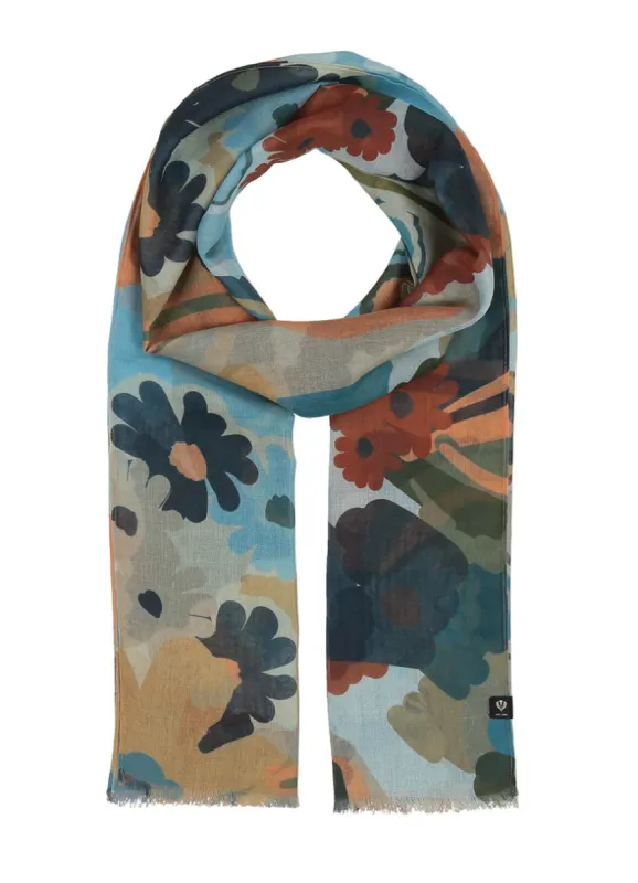 V. Fraas Retro Flowers Eco Scarf - 526 French Blue sold by Boutique with Grace
