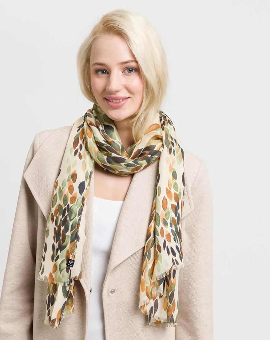 V. Fraas Organic Leaves Eco Scarf - 750 Khaki sold by Boutique with Grace product image thumbnail 4
