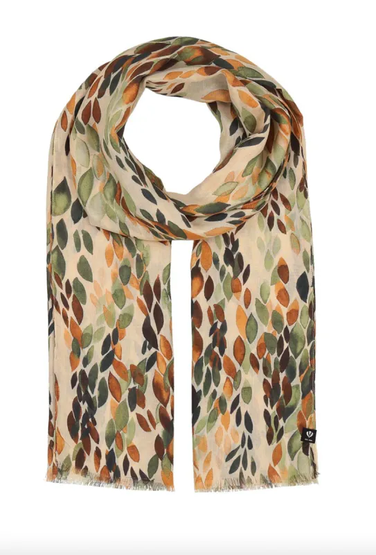 V. Fraas Organic Leaves Eco Scarf - 750 Khaki sold by Boutique with Grace