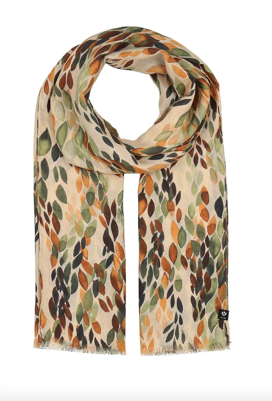 V. Fraas Organic Leaves Eco Scarf - 750 Khaki sold by Boutique with Grace