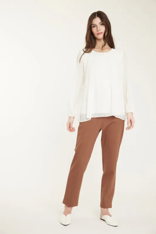 Pistache Pleated Georgette Blouse - White sold by Boutique with Grace