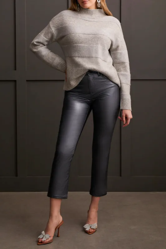 Tribal Delilah Mock Neck Sweater - Grey Mix made by Tribal