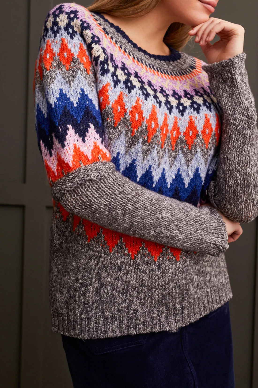 Tribal Amber Intarsia Sweater - Grey Mix sold by Boutique with Grace product image thumbnail 3
