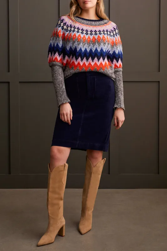 Tribal Amber Intarsia Sweater - Grey Mix made by Tribal