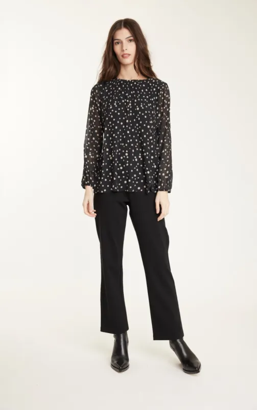 Pistache Pleated Georgette Blouse - Dotted Print sold by Boutique with Grace