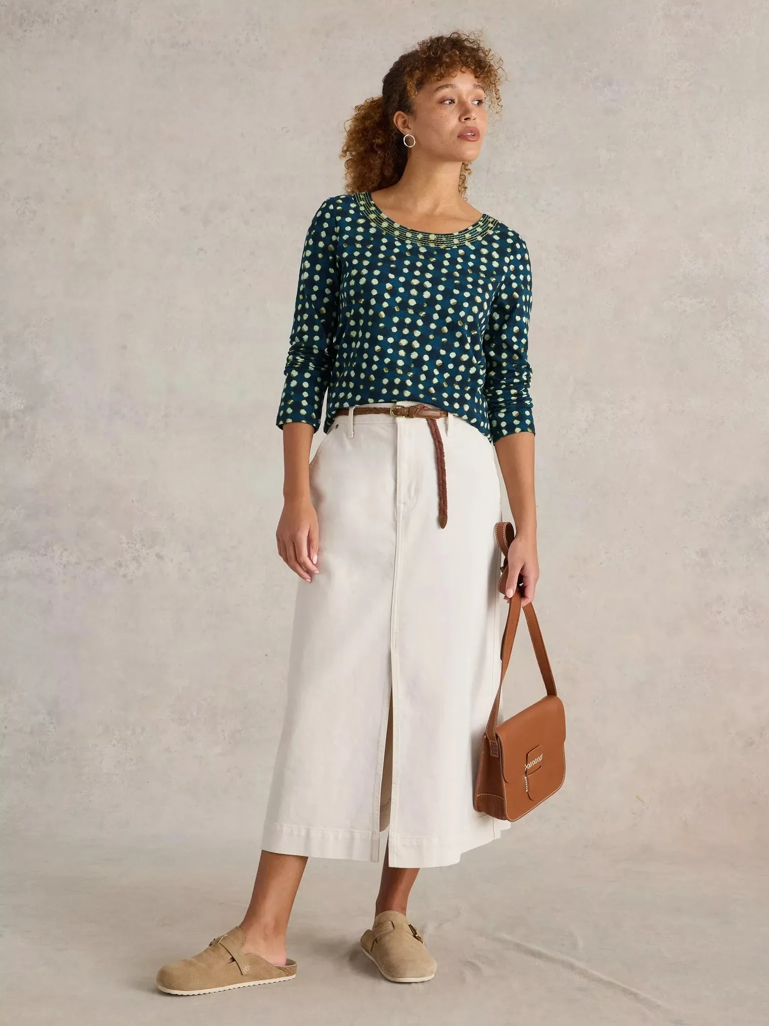 White Stuff Long Sleeve Weaver Tee - Blue sold by Boutique with Grace