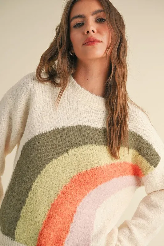 Miou Muse Rainbow Pattern Sweater sold by Boutique with Grace