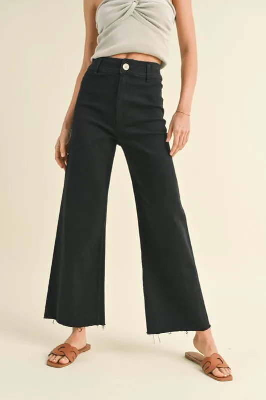 Miou Muse Wide Leg Denim Pants - Faded Black sold by Boutique with Grace