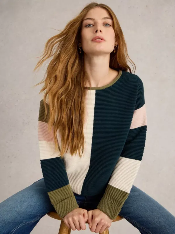 White Stuff Jana Colourblock Jumper - Nat Multi sold by Boutique with Grace