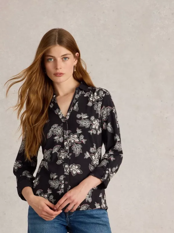 White Stuff Annie Jersey Shirt - Black Multi sold by Boutique with Grace