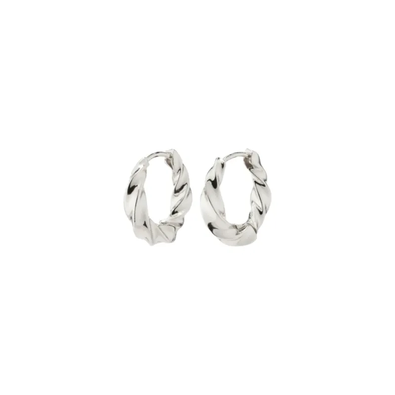 Pilgrim Medium Taffy Hoops - Silver sold by Boutique with Grace