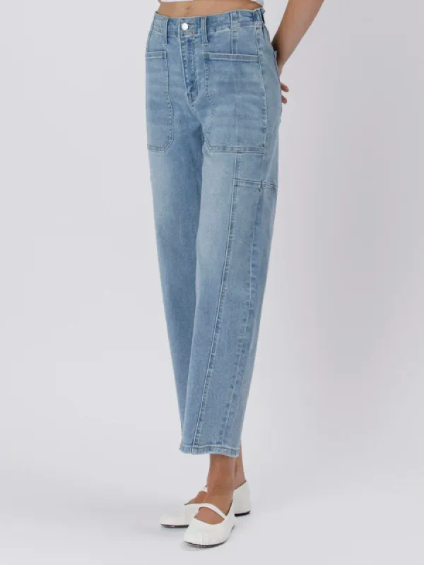 Vervet High Rise Barrel Jeans - Accomplishments sold by Boutique with Grace