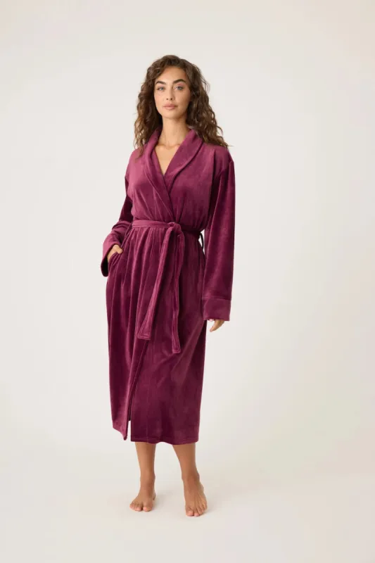 PJ Salvage Velvety Velour Robe - Bordeaux sold by Boutique with Grace