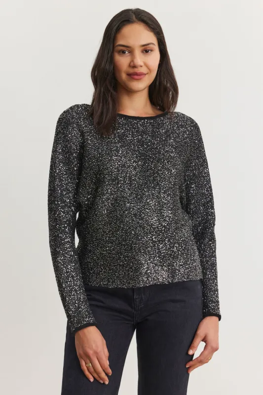 Velvet Sequin Knit Sweater - Black sold by Boutique with Grace