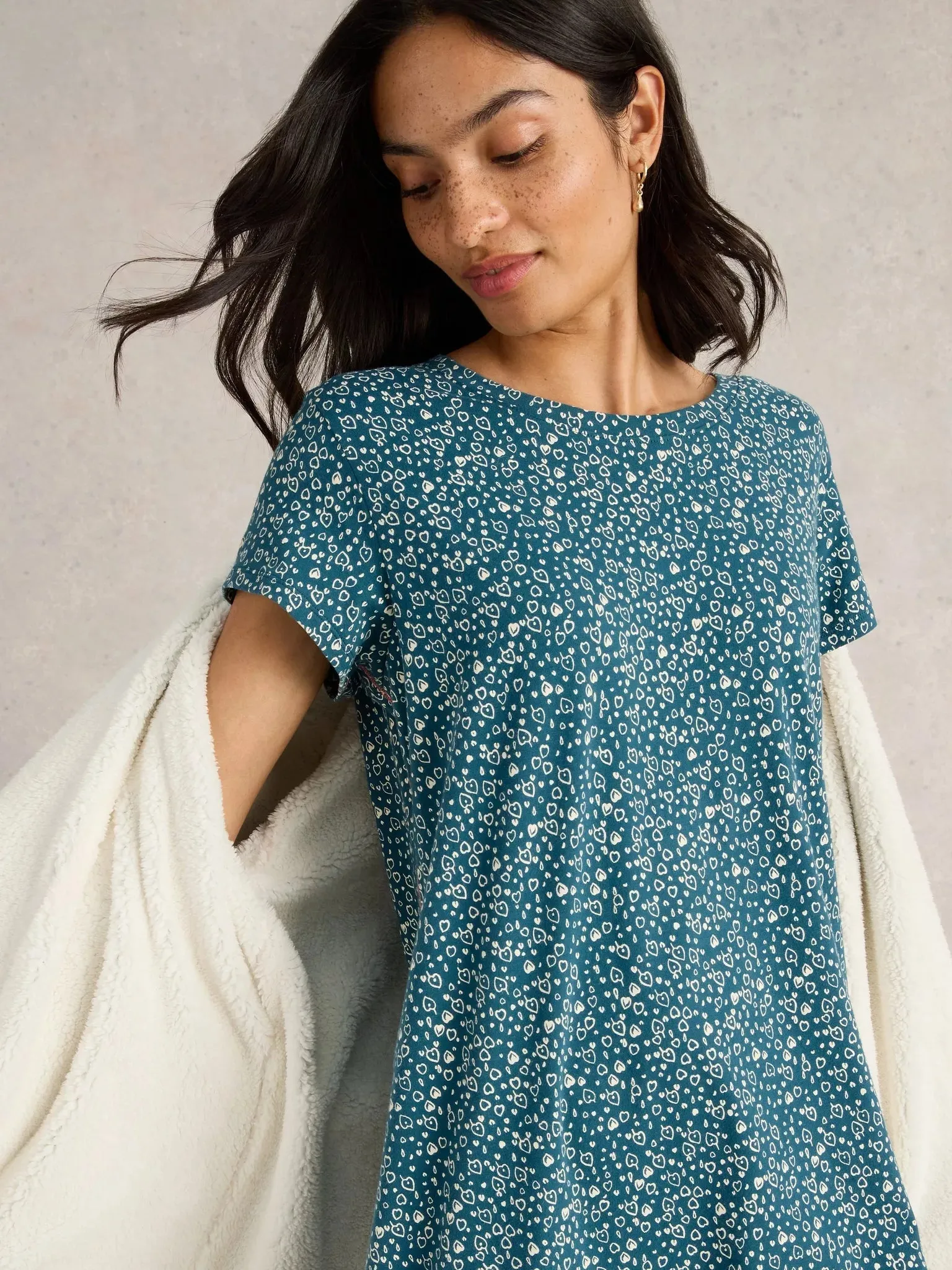 White Stuff Tilda Midi Jersey Nightie - Teal Print sold by Boutique with Grace product image thumbnail 3