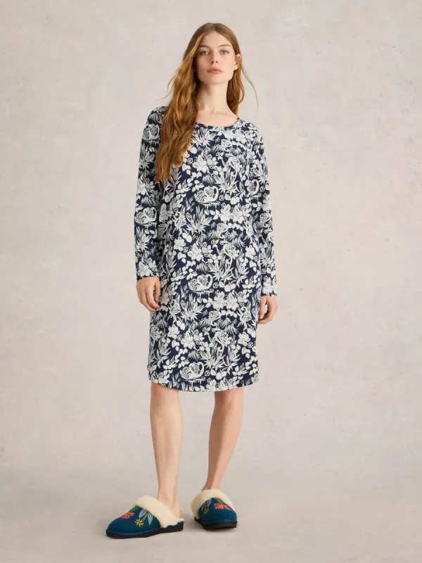 White Stuff Eva Jersey Nightie - Navy Print sold by Boutique with Grace