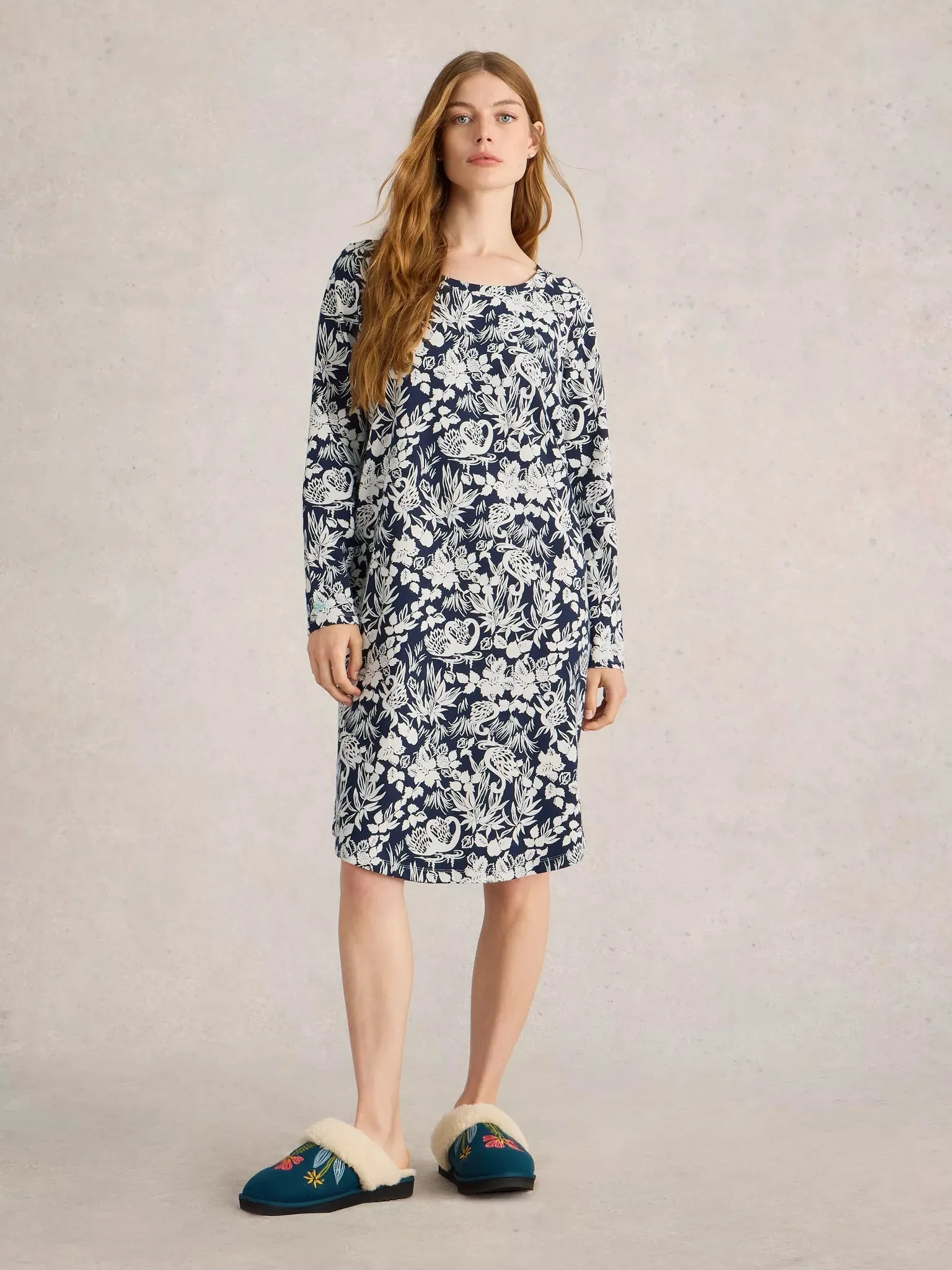 White Stuff Eva Jersey Nightie - Navy Print sold by Boutique with Grace