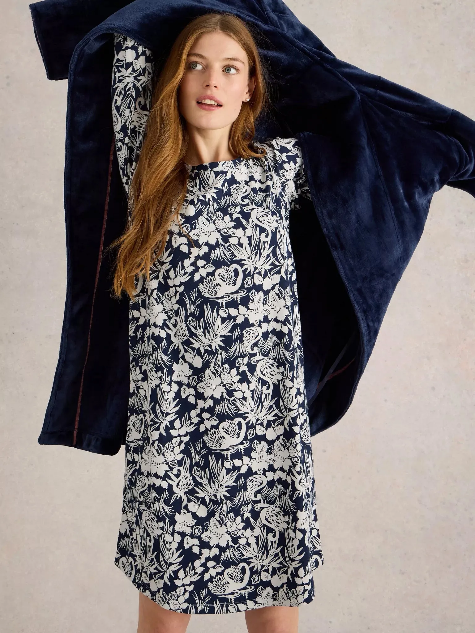 White Stuff Eva Jersey Nightie - Navy Print sold by Boutique with Grace product image thumbnail 3