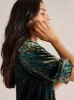 White Stuff Ash Velvet Mix Dress - Teal Print sold by Boutique with Grace