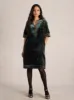 White Stuff Ash Velvet Mix Dress - Teal Print sold by Boutique with Grace