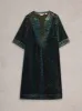 White Stuff Ash Velvet Mix Dress - Teal Print sold by Boutique with Grace