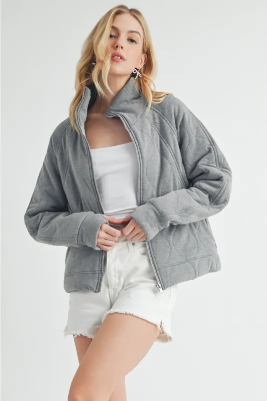 AEMI Darla Quilted Jacket - Charcoal sold by Boutique with Grace