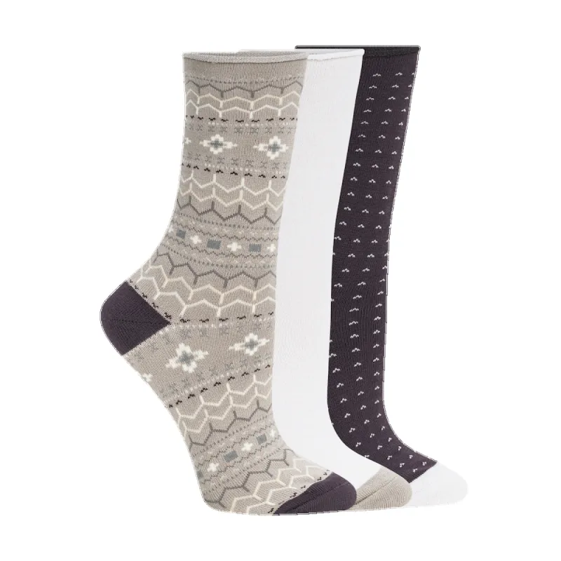 Lemon 3 Pack Polytam Crew Sock - Purple/Brown sold by Boutique with Grace