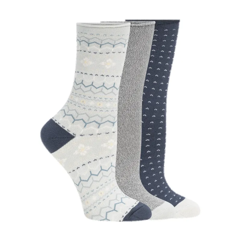 Lemon 3 Pack Polytam Crew Sock - Blue sold by Boutique with Grace