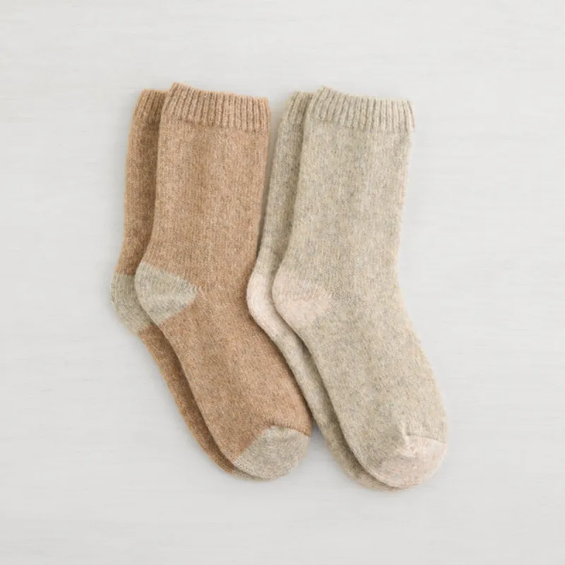 Lemon 2 Pack Sweater Knit Crew Sock - Taupe sold by Boutique with Grace