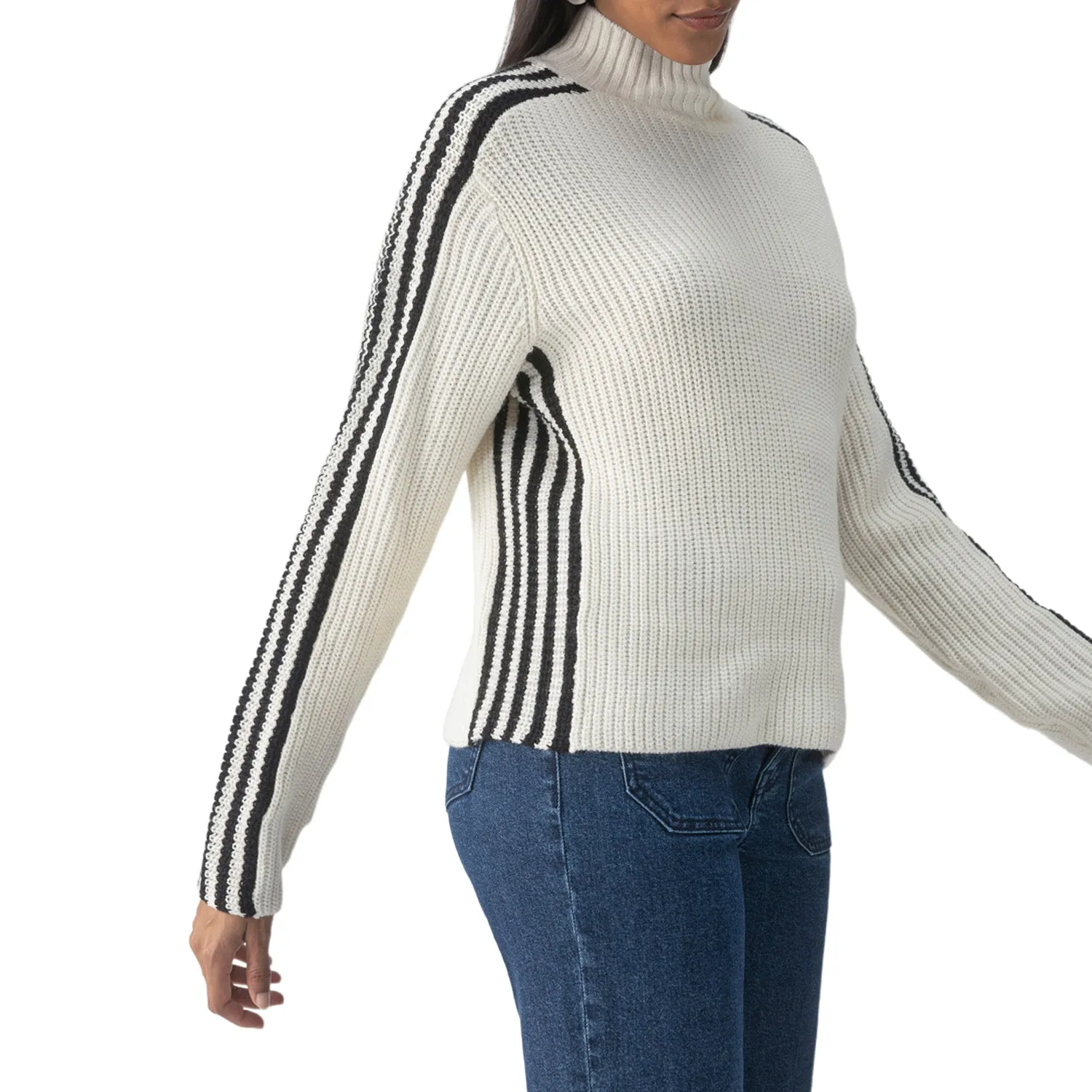 Sanctuary Sporty Stripe Mock Sweater - Chalk sold by Boutique with Grace product image thumbnail 3