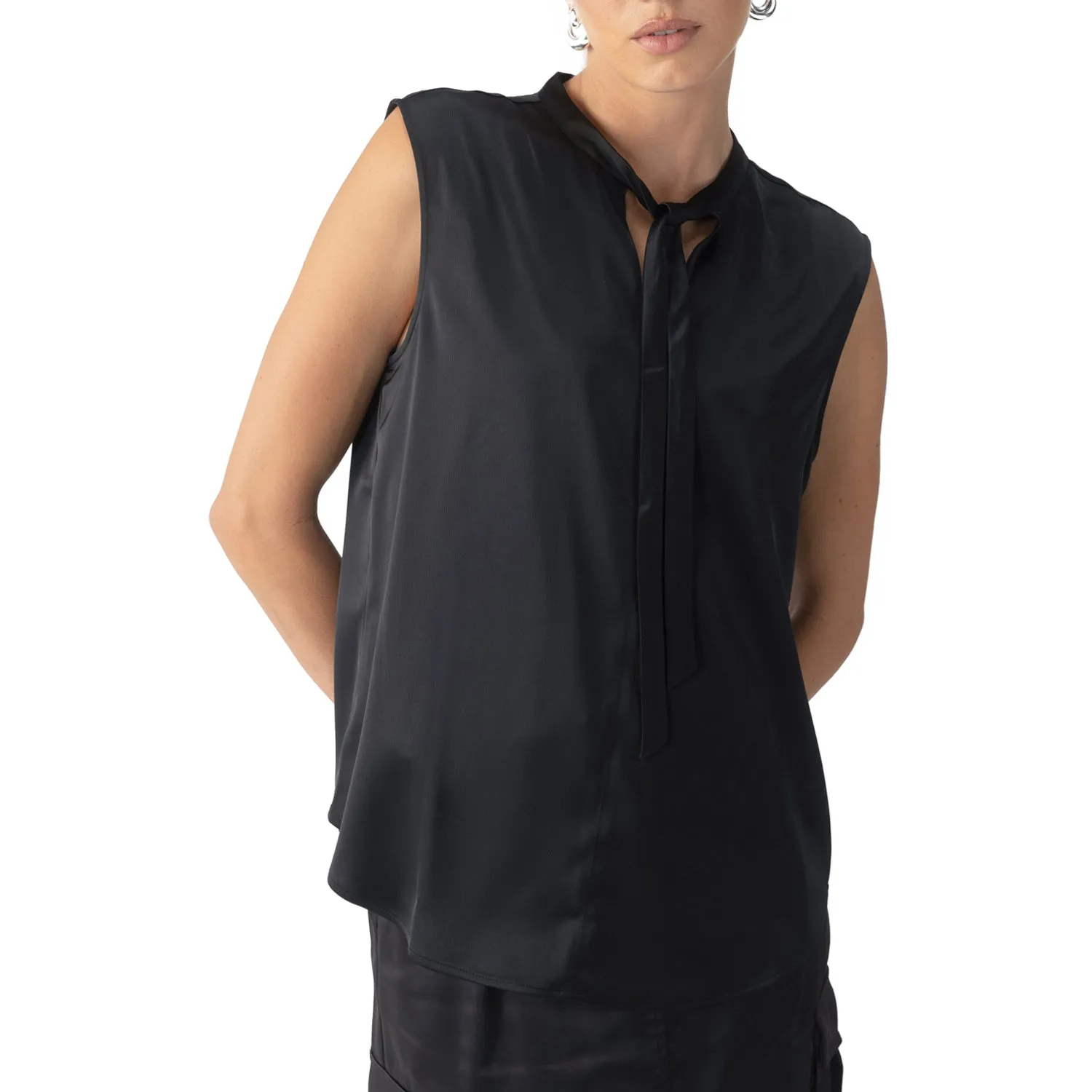 Sanctuary Tie Neck Satin Top - Black sold by Boutique with Grace product image thumbnail 3