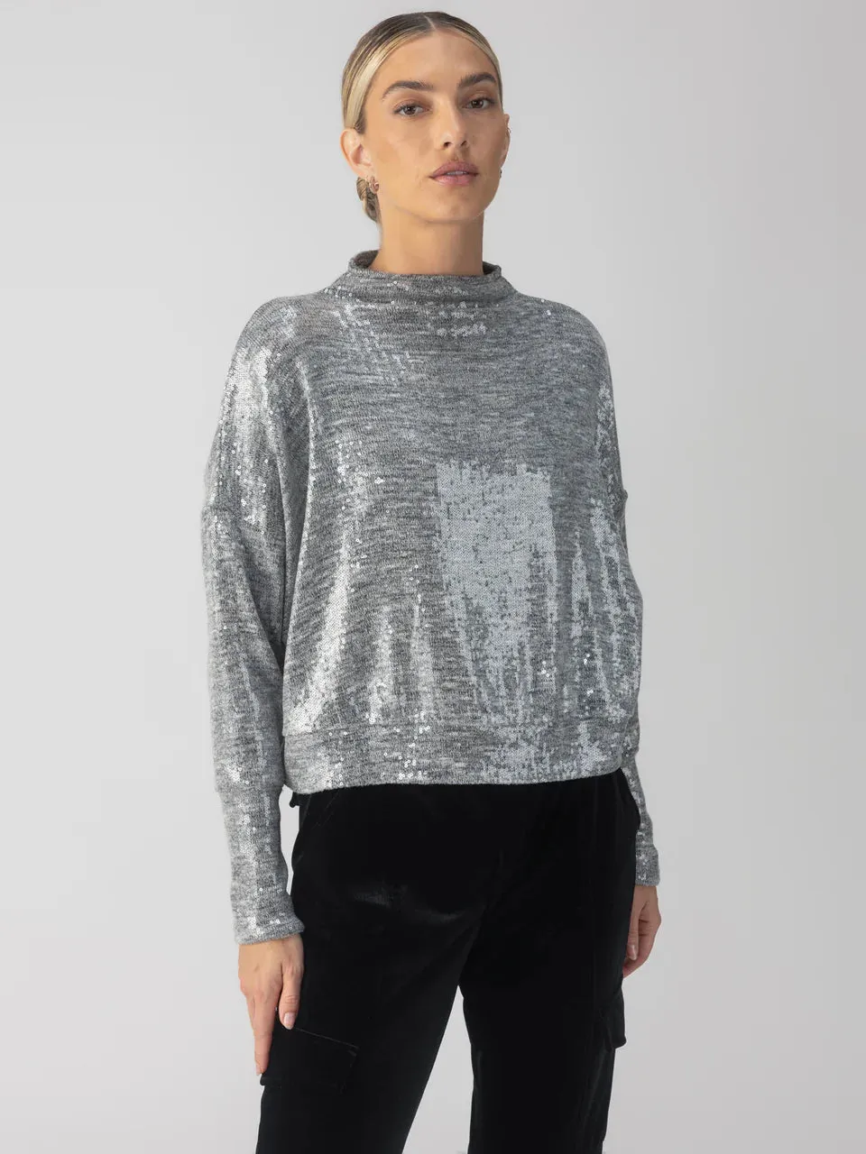 Sanctuary Sequin Funnel Neck Top - Grey Sequin sold by Boutique with Grace product image thumbnail 4