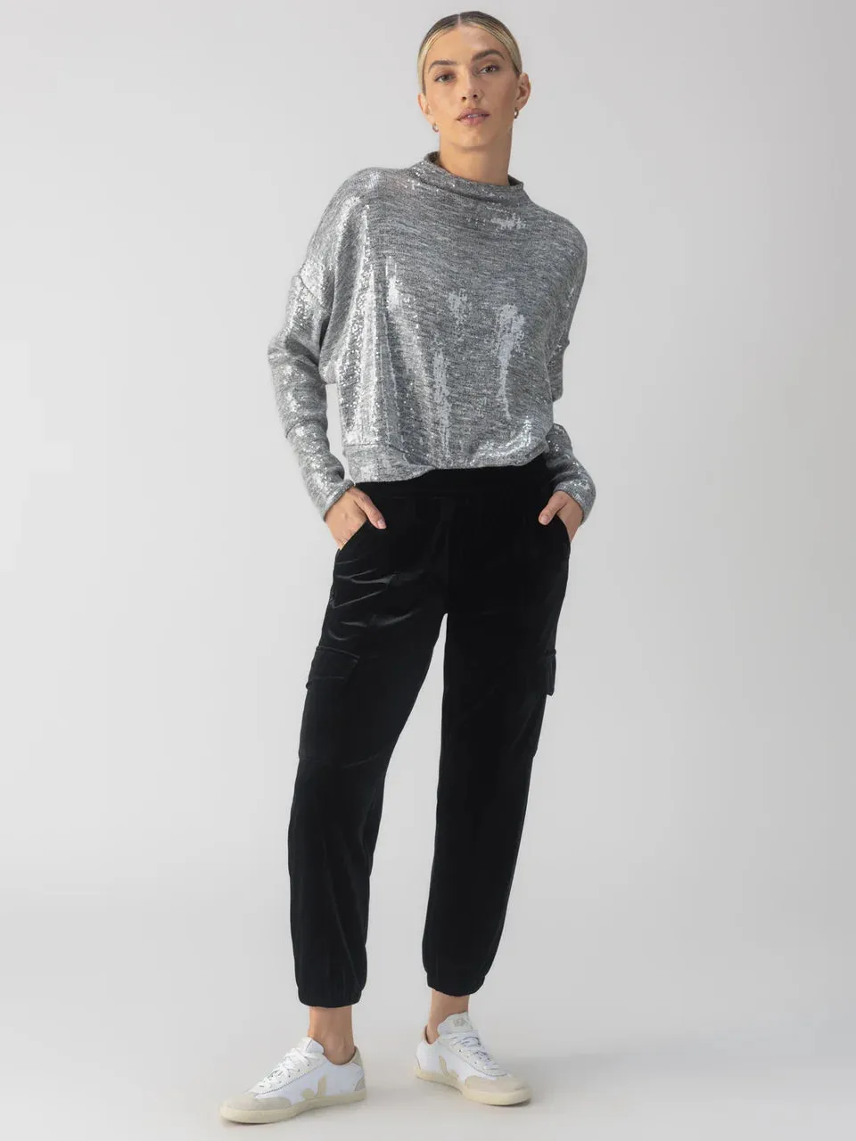 Sanctuary Sequin Funnel Neck Top - Grey Sequin sold by Boutique with Grace product image thumbnail 3