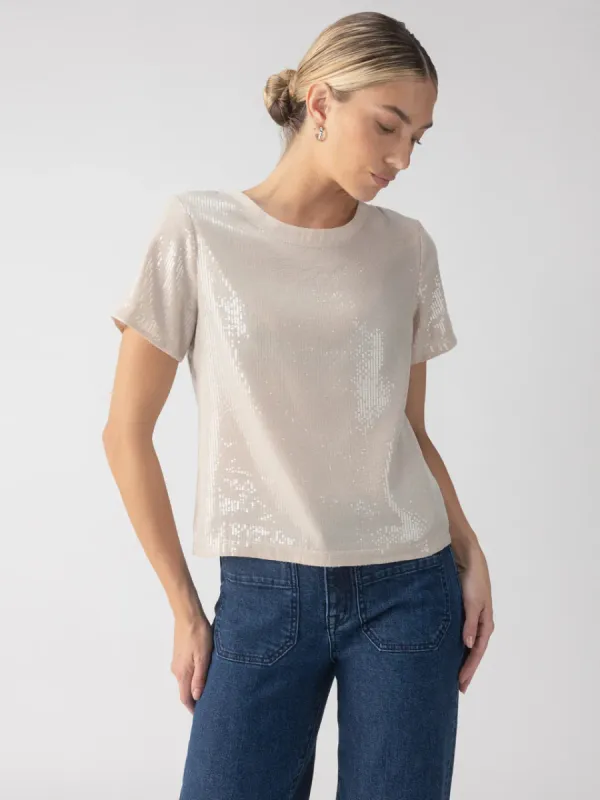 Sanctuary Perfect Sequin Top - Frosted Almond sold by Boutique with Grace