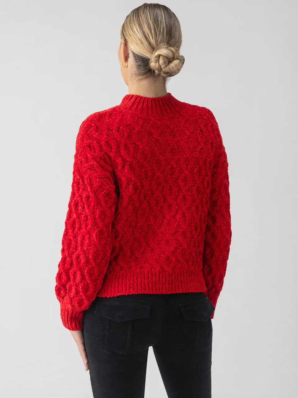 Sanctuary Cable Mock Neck Sweater - Mars Red sold by Boutique with Grace product image thumbnail 2