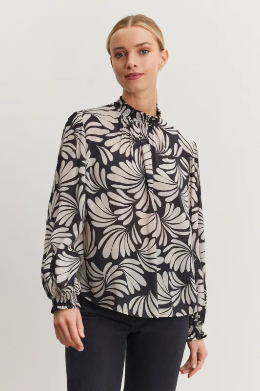 Velvet Tunisia Printed Viscose Top - Black/Cream sold by Boutique with Grace
