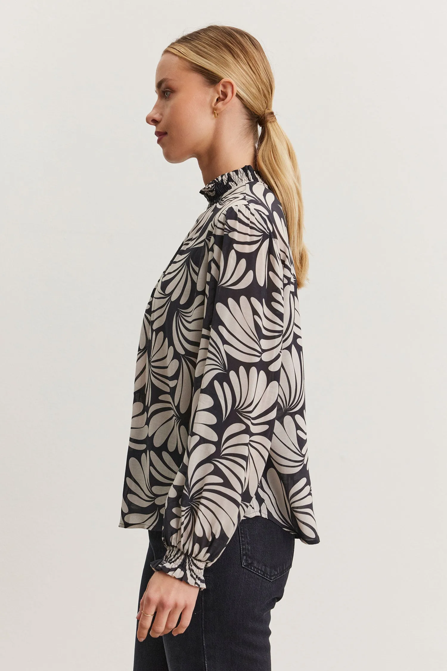 Velvet Tunisia Printed Viscose Top - Black/Cream sold by Boutique with Grace product image thumbnail 2