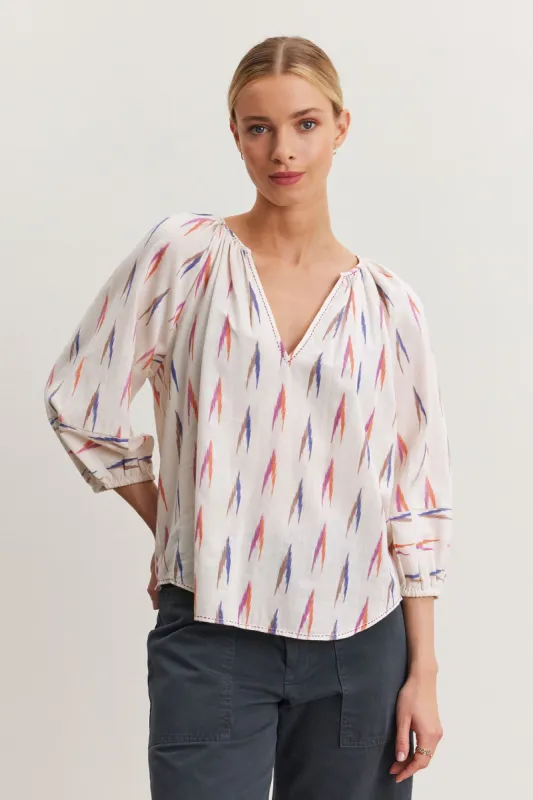 Velvet Ikat Weave Top - Cream sold by Boutique with Grace