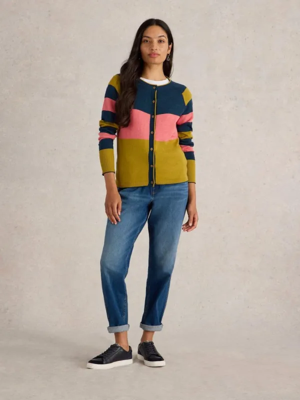 White Stuff Lulu Stripe Cardi - Chartreuse Multi sold by Boutique with Grace