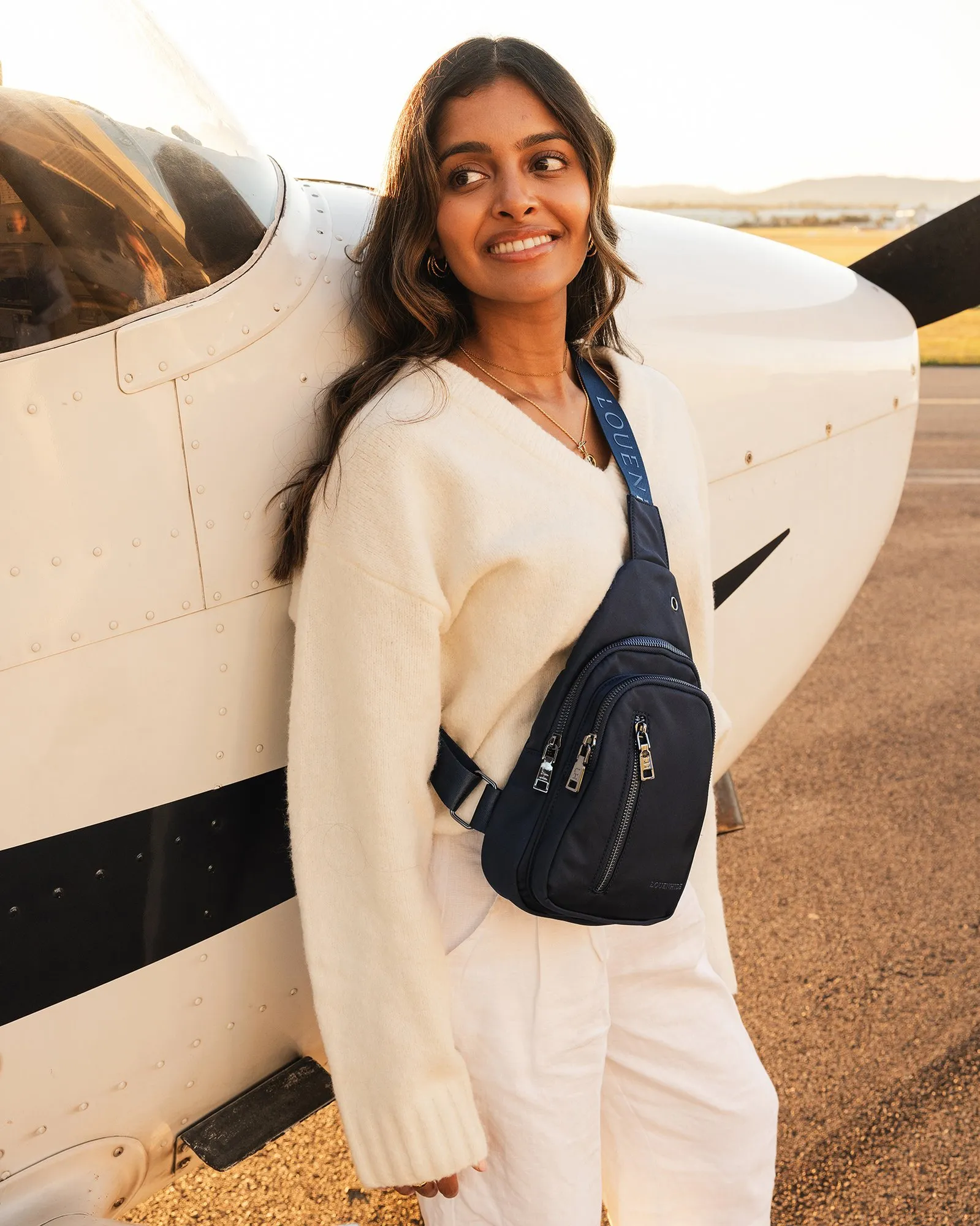 Louenhide Boyd Nylon Sling Bag - Navy sold by Boutique with Grace