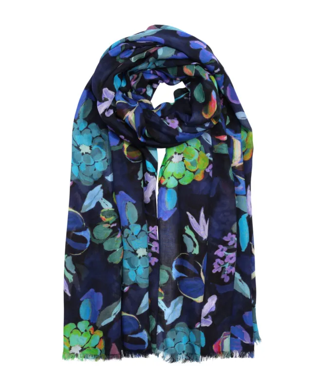 Echo Happy Floral Wrap - Navy made by Echo