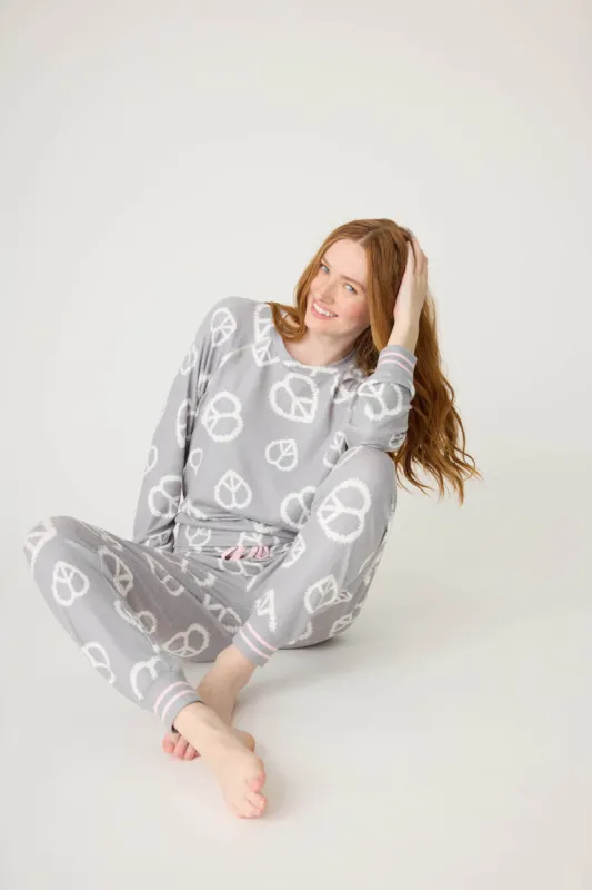 PJ Salvage Full of Love Cuffed PJ Set - Grey sold by Boutique with Grace