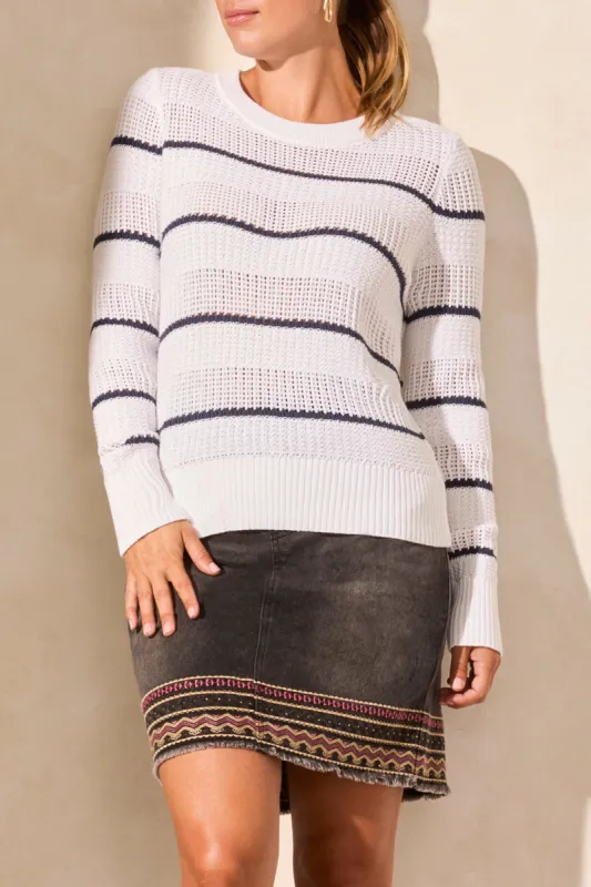 Tribal Sarah Crew Neck Sweater - White sold by Boutique with Grace