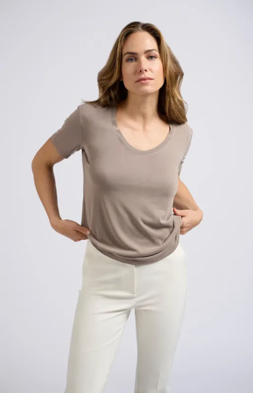 Yaya Round Neck Tee - Pebble Grey sold by Boutique with Grace
