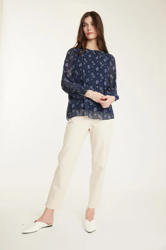 Pistache Pleated Georgette Blouse - Paisley Print sold by Boutique with Grace