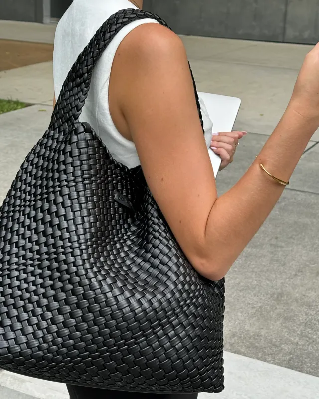 Louenhide Gabby Woven Tote Bag - Black sold by Boutique with Grace