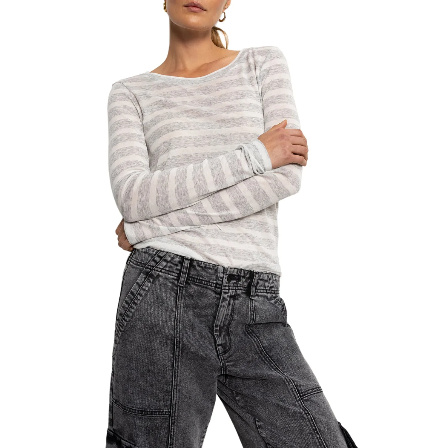 Sanctuary Femme Crew Stripe Tee - Grey/Chalk sold by Boutique with Grace product image thumbnail 2