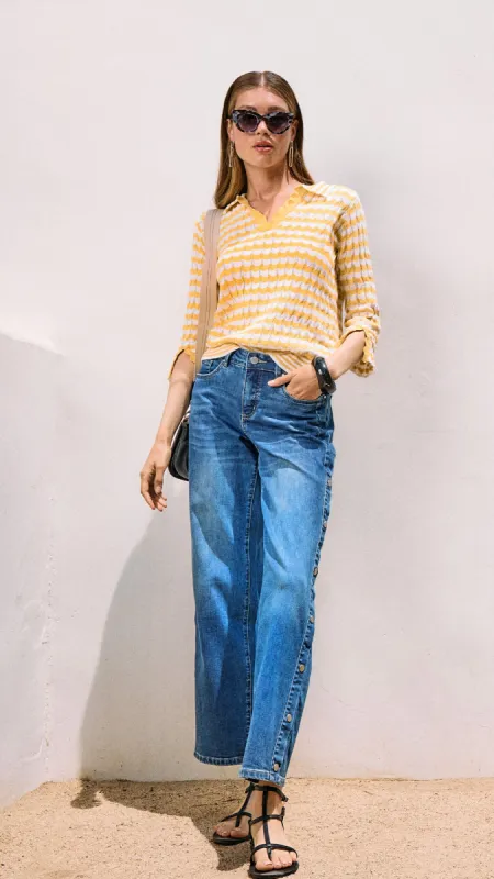 FDJ Olivia Wide Ankle - Medium Blue sold by Boutique with Grace