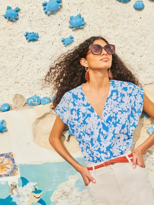 White Stuff Rae Organic Cotton Shirt - Blue Multi sold by Boutique with Grace