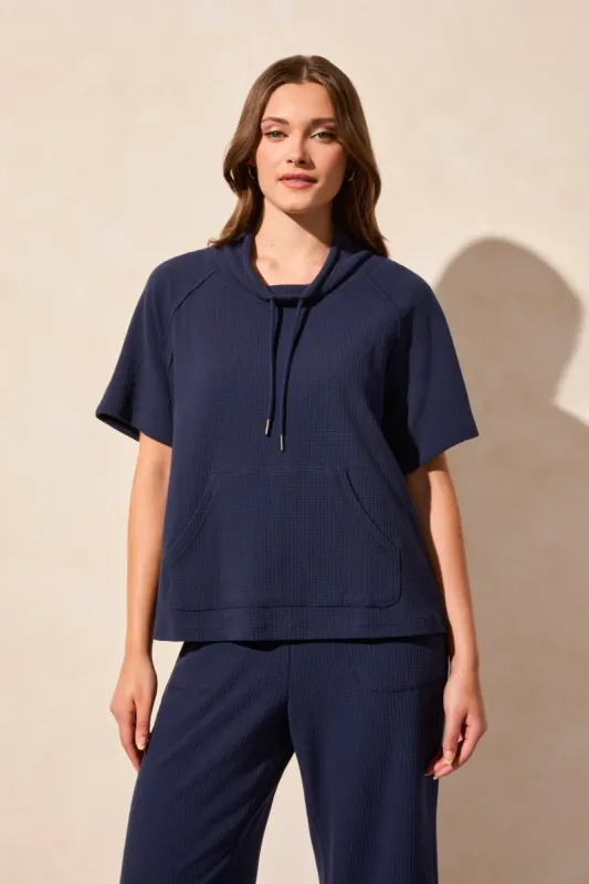 Tribal Mandy Funnel Neck Top - Jet Blue sold by Boutique with Grace